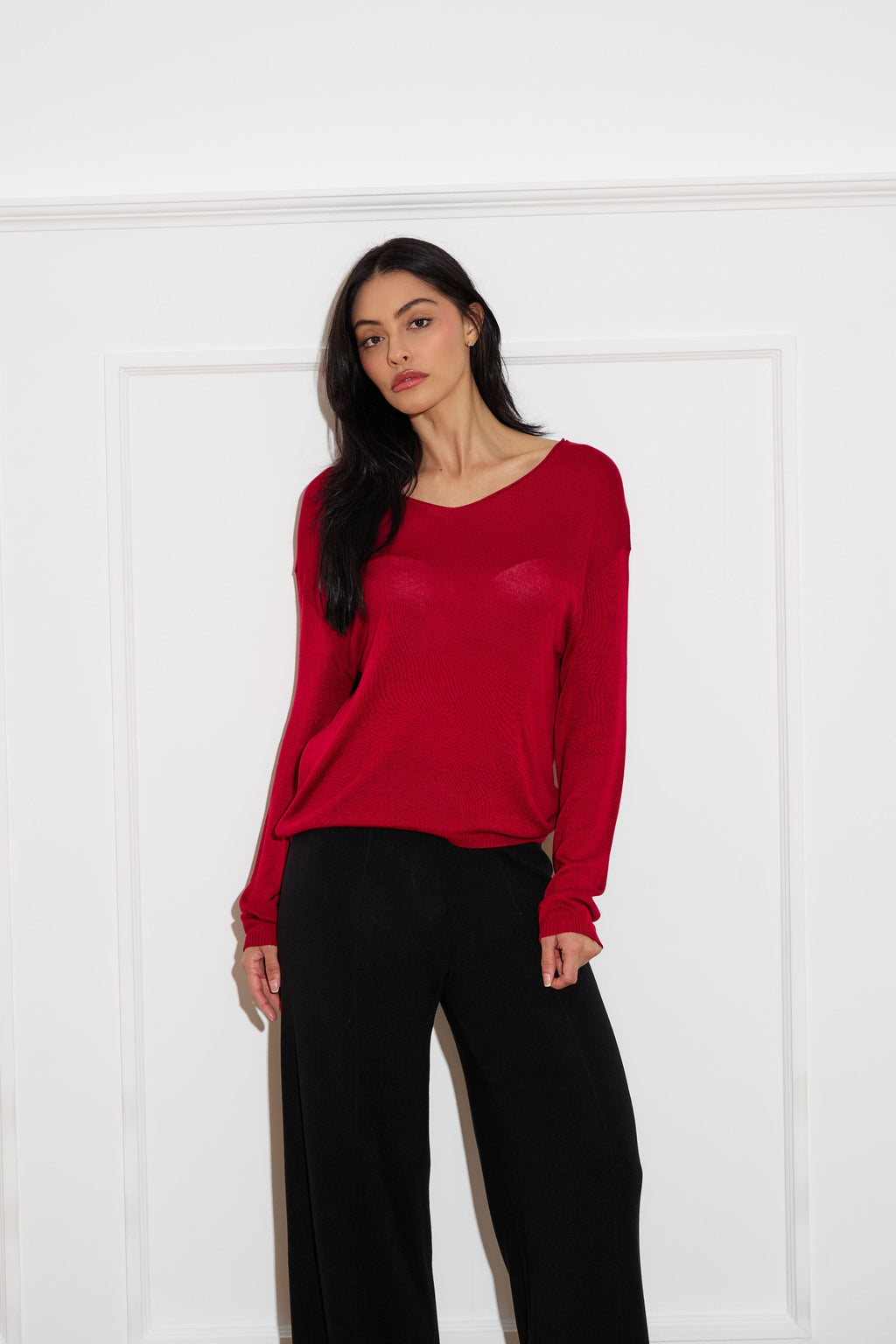 Burgundy lightweight long sleeve top 