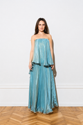 Iridescent Sky Blue organza dress from the front 