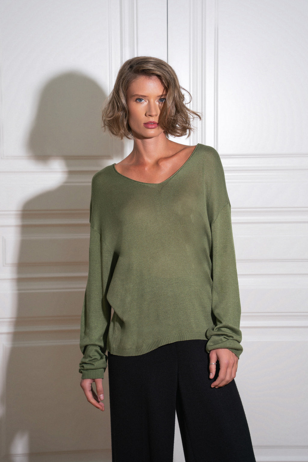 Olive lightweight long sleeve top 