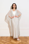 Light chiffon polka dot open kaftan from the front 